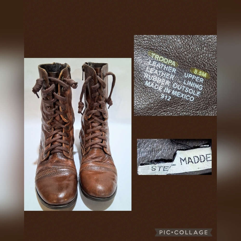 Vtg Steve Madden Lace Up Troopa Boots - Great Condition! 8.5M - Picture 8 of 10